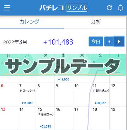 【パチレコ】入力サンプルデータ
